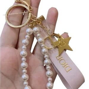 Christian Dior Pink and Gold keychain / Bag charm